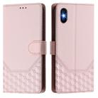 For iPhone XS Max Honeycomb Embossing RFID Leather Phone Case(Pink) - 2