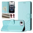 For iPhone 16e Honeycomb Embossing RFID Leather Phone Case(Mint Green) - 1