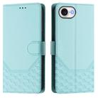 For iPhone 16e Honeycomb Embossing RFID Leather Phone Case(Mint Green) - 2