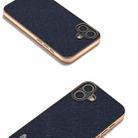 For iPhone 16 Plus ABEEL Electroplating Frame Cross Texture Genuine Leather Phone Case(Blue) - 3