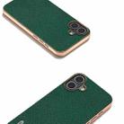 For iPhone 16 ABEEL Electroplating Frame Cross Texture Genuine Leather Phone Case(Green) - 3