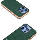 For iPhone 16 Pro Max ABEEL Electroplating Frame Genuine Leather Litchi Texture Phone Case(Green) - 3