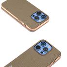 For iPhone 16 Pro Max ABEEL Electroplating Frame Genuine Leather Litchi Texture Phone Case(Grey) - 3