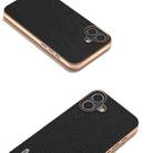 For iPhone 16 ABEEL Electroplating Frame Genuine Leather Litchi Texture Phone Case(Black) - 3