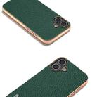 For iPhone 16 ABEEL Electroplating Frame Genuine Leather Litchi Texture Phone Case(Green) - 3