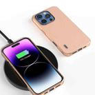 For iPhone 16 Pro Max ABEEL Electroplating Frame Genuine Leather + PC Litchi Texture Phone Case(Pink Gold) - 2