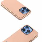 For iPhone 16 Pro Max ABEEL Electroplating Frame Genuine Leather + PC Litchi Texture Phone Case(Pink Gold) - 3