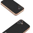 For iPhone 16 Plus ABEEL Electroplating Frame Genuine Leather + PC Litchi Texture Phone Case(Black) - 3