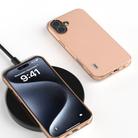 For iPhone 16 Plus ABEEL Electroplating Frame Genuine Leather + PC Litchi Texture Phone Case(Pink Gold) - 2