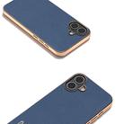 For iPhone 16 Plus ABEEL Electroplating Frame Genuine Leather + PC Litchi Texture Phone Case(Blue) - 3