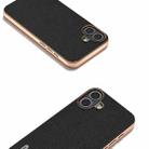 For iPhone 16 ABEEL Electroplating Frame Genuine Leather + PC Litchi Texture Phone Case(Black) - 3