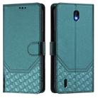 For Nokia C01 Plus / C1 2nd Edition Honeycomb Embossing RFID Leather Phone Case(Peacock Green) - 2