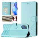 For Nokia C02 Honeycomb Embossing RFID Leather Phone Case(Mint Green) - 1