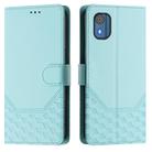 For Nokia C02 Honeycomb Embossing RFID Leather Phone Case(Mint Green) - 2