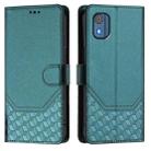 For Nokia C02 Honeycomb Embossing RFID Leather Phone Case(Peacock Green) - 2