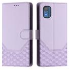 For Nokia C02 Honeycomb Embossing RFID Leather Phone Case(Light Purple) - 2