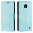 For Nokia C10 / C20 Honeycomb Embossing RFID Leather Phone Case(Mint Green) - 2