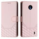 For Nokia C10 / C20 Honeycomb Embossing RFID Leather Phone Case(Pink) - 2