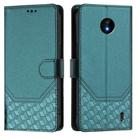 For Nokia C10 / C20 Honeycomb Embossing RFID Leather Phone Case(Peacock Green) - 2