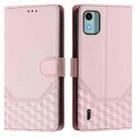 For Nokia C12 Honeycomb Embossing RFID Leather Phone Case(Pink) - 2