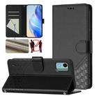 For Nokia C12 Honeycomb Embossing RFID Leather Phone Case(Black) - 1