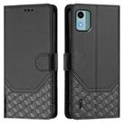 For Nokia C12 Honeycomb Embossing RFID Leather Phone Case(Black) - 2