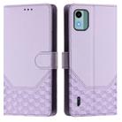 For Nokia C12 Honeycomb Embossing RFID Leather Phone Case(Light Purple) - 2