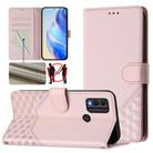 For Nokia C22 Honeycomb Embossing RFID Leather Phone Case(Pink) - 1