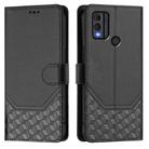 For Nokia C22 Honeycomb Embossing RFID Leather Phone Case(Black) - 2