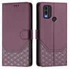 For Nokia C22 Honeycomb Embossing RFID Leather Phone Case(Violet) - 2