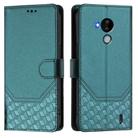 For Nokia C30 Honeycomb Embossing RFID Leather Phone Case(Peacock Green) - 2