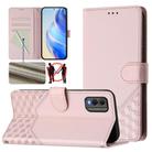 For Nokia C32 Honeycomb Embossing RFID Leather Phone Case(Pink) - 1