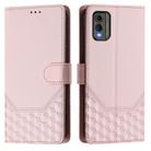 For Nokia C32 Honeycomb Embossing RFID Leather Phone Case(Pink) - 2