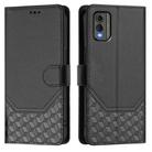 For Nokia C32 Honeycomb Embossing RFID Leather Phone Case(Black) - 2