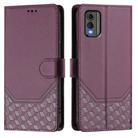 For Nokia C32 Honeycomb Embossing RFID Leather Phone Case(Violet) - 2