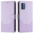 For Nokia C300 Honeycomb Embossing RFID Leather Phone Case(Light Purple) - 2