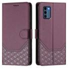 For Nokia C300 Honeycomb Embossing RFID Leather Phone Case(Violet) - 2