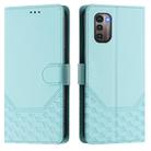 For Nokia G11 4G / G21 4G Honeycomb Embossing RFID Leather Phone Case(Mint Green) - 2