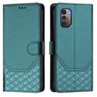 For Nokia G11 4G / G21 4G Honeycomb Embossing RFID Leather Phone Case(Peacock Green) - 2