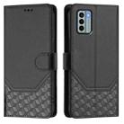 For Nokia G22 Honeycomb Embossing RFID Leather Phone Case(Black) - 2