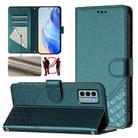 For Nokia G22 Honeycomb Embossing RFID Leather Phone Case(Peacock Green) - 1