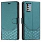 For Nokia G22 Honeycomb Embossing RFID Leather Phone Case(Peacock Green) - 2