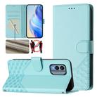 For Nokia X30 5G Honeycomb Embossing RFID Leather Phone Case(Mint Green) - 1