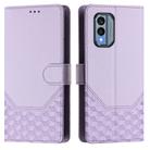 For Nokia X30 5G Honeycomb Embossing RFID Leather Phone Case(Light Purple) - 2