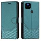 For Google Pixel 5a 5G Honeycomb Embossing RFID Leather Phone Case(Peacock Green) - 2