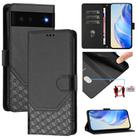 For Google Pixel 6 Honeycomb Embossing RFID Leather Phone Case(Black) - 1