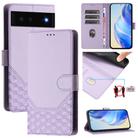 For Google Pixel 6 Honeycomb Embossing RFID Leather Phone Case(Light Purple) - 1