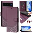 For Google Pixel 6 Honeycomb Embossing RFID Leather Phone Case(Violet) - 1