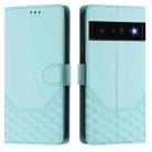 For Google Pixel 6 Pro Honeycomb Embossing RFID Leather Phone Case(Mint Green) - 2