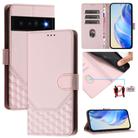 For Google Pixel 6 Pro Honeycomb Embossing RFID Leather Phone Case(Pink) - 1